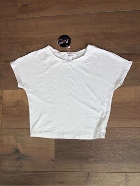 Women’s White Ribbed Crop Top - Lightweight Crewneck